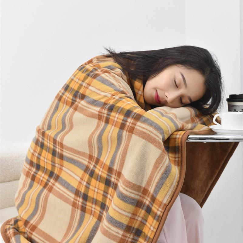 Thickened Plaid Flannel Blanket Shawl for Office