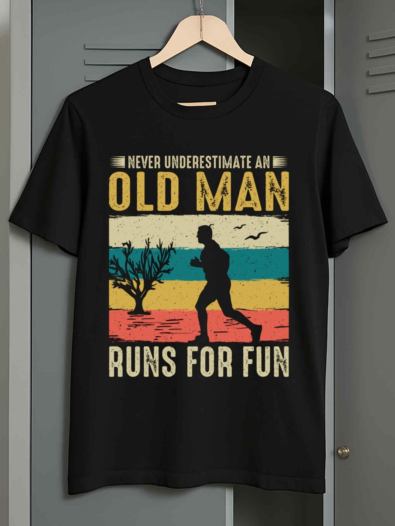 Men s T-Shirt Y2K 1pc Running Slogan Black M