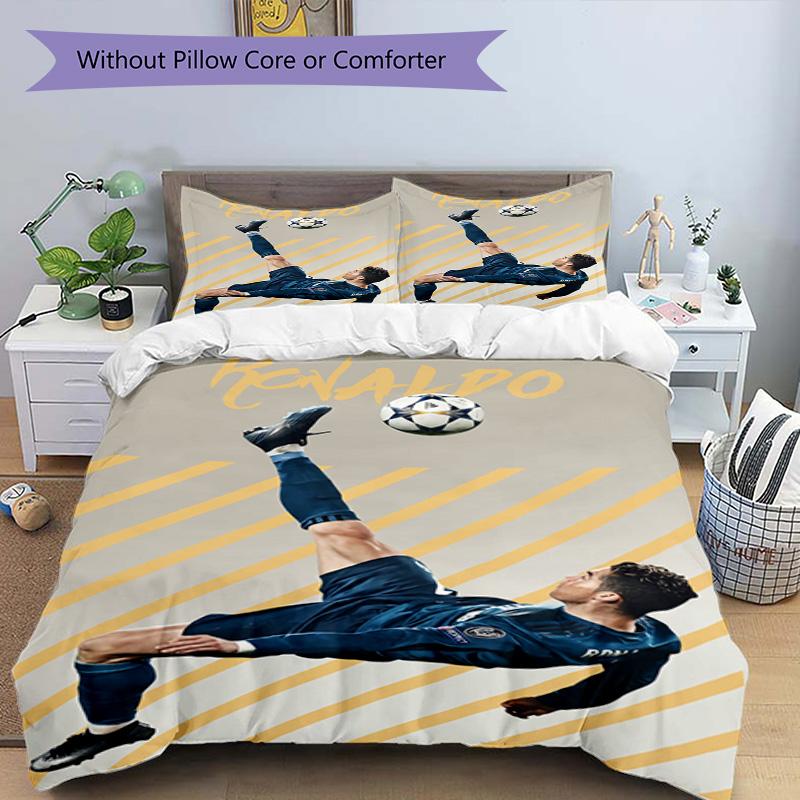 Ronaldo's Muscular Celebration Bedding Set, Breathable Duvet Cover with Pillowcases, Soft Bed Linen for Bedroom Home Decoration, Perfect Festival Birt
