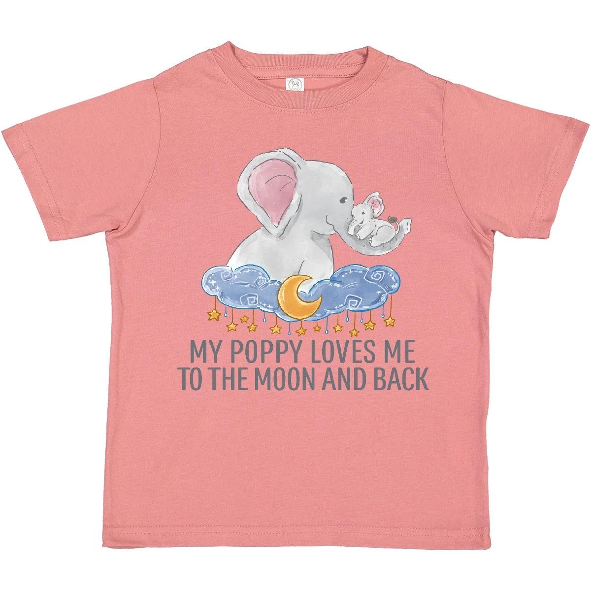 Inktastic My Poppy Loves Me To The Moon And Back Elephants In Toddler T-Shirt 110