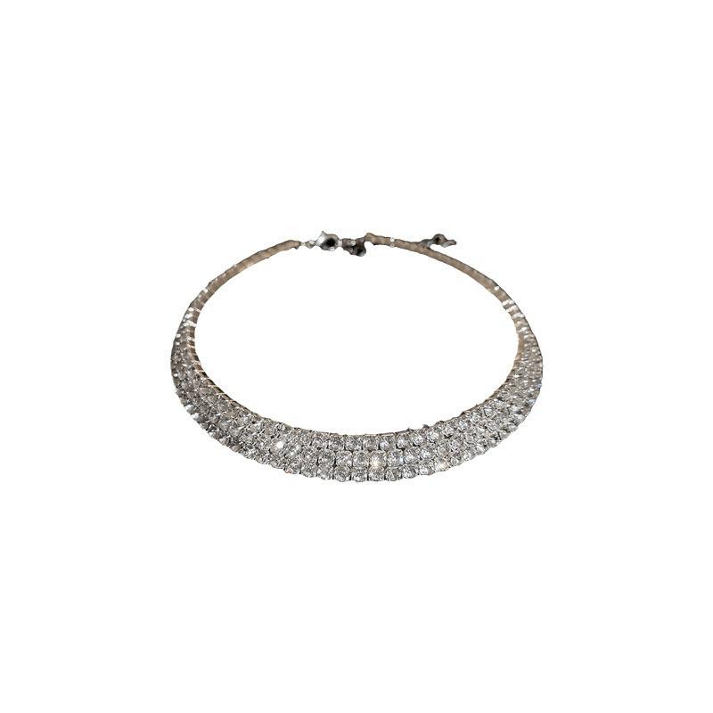 Elegant Multi-Layer Rhinestone Geometric Choker Necklace for Women