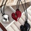 1 szt. Koreański styl Ins Długi naszyjnik z łańcuszkiem z pompowanym blokiem miłości, prosty i wszechstronny, wysokiej klasy naszyjnik z wisiorkiem w kształcie serca dla kobiet