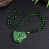 Natural Green Chinese Agate Dragon Rose Pendant Jade Necklace  Charm Jewelry Carved Blessing Amulet Gifts For Women Men