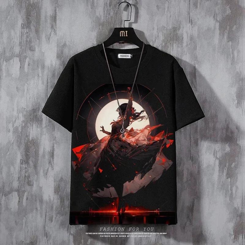 Sommer Herren T-Shirt Casual O-Ausschnitt Kurzarm Lustige Cartoon Print T-Shirts Mode Streetwear Männliche Pullover Übergroße Kleidung