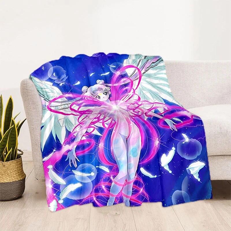 Deka s potiskem Sailor Moon Pretty Soldier Ultra lehká měkká plyšová deka z flanelu na rozkládací pohovku Pohovka Kancelářské dárky