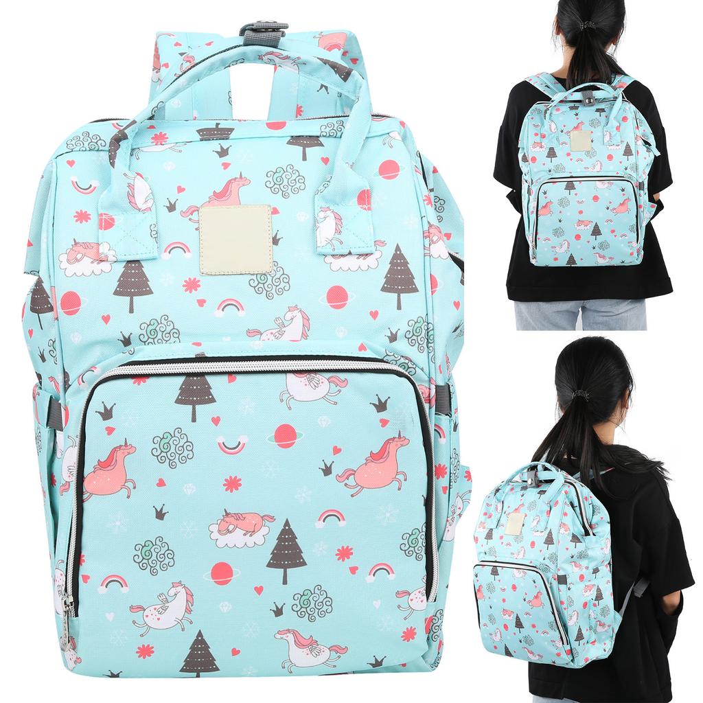 Portable Diaper Bag MultiFunctional Large Capacity Diaper Backpack Waterproof Nappy Bag(Green )