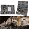 10 pieces coarse tooth threading drill bit set high speed steel with titanium coating for use on metals plastics and more
