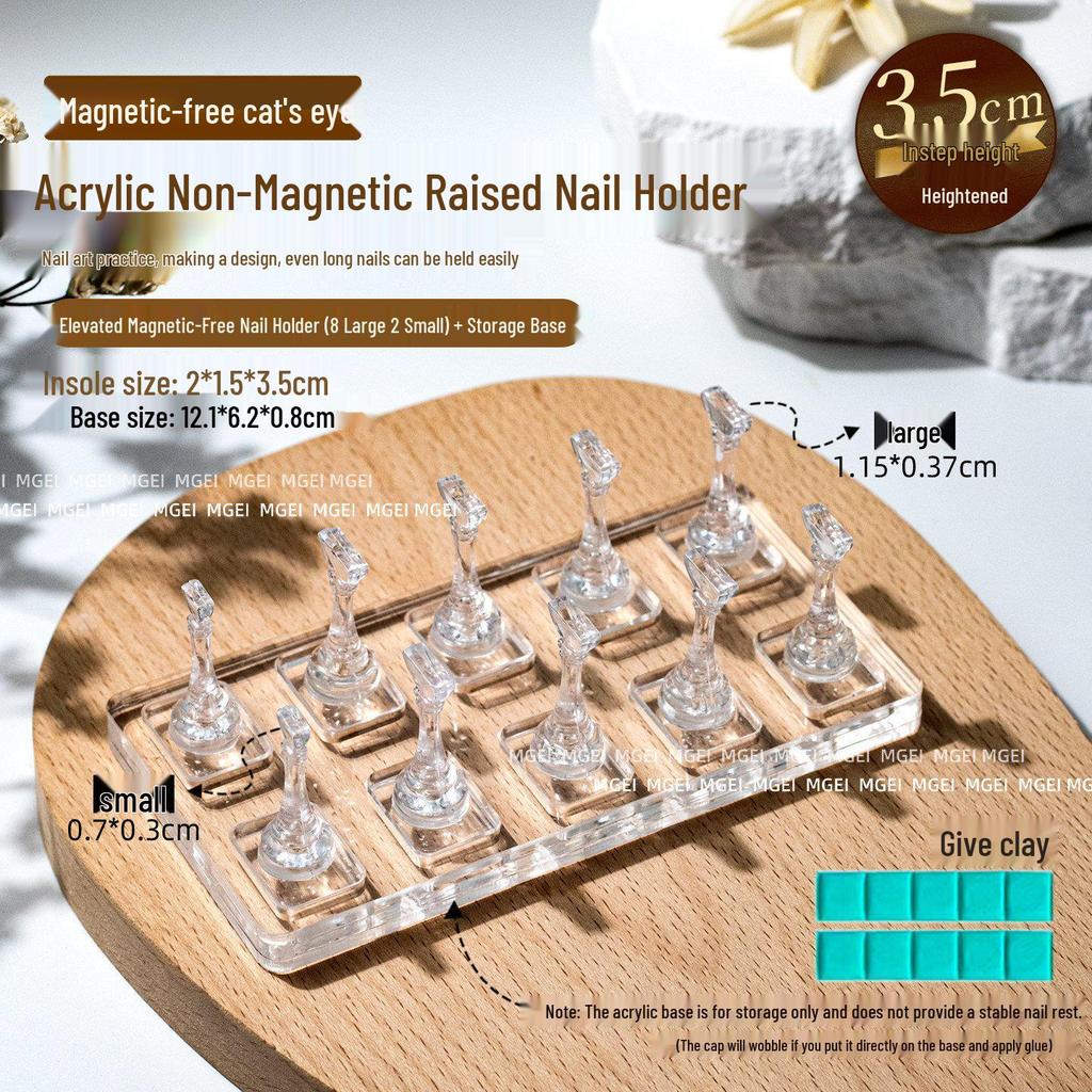 Non-Magnetic Nail Art Finger Cots: Cat Eye Acrylic Practice Base & Wearable Nail Pattern Stand