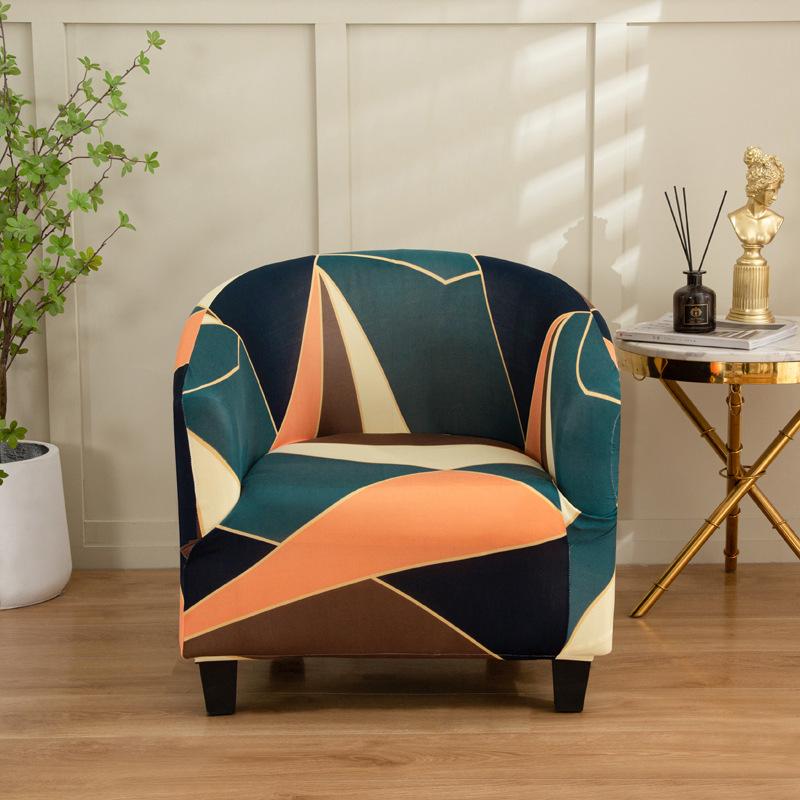 1pc Stretch Printed Club Armchair Cover Washable Tub Chair Slipcover Relax Single Chair Case for Coffee Bar Living Room Office