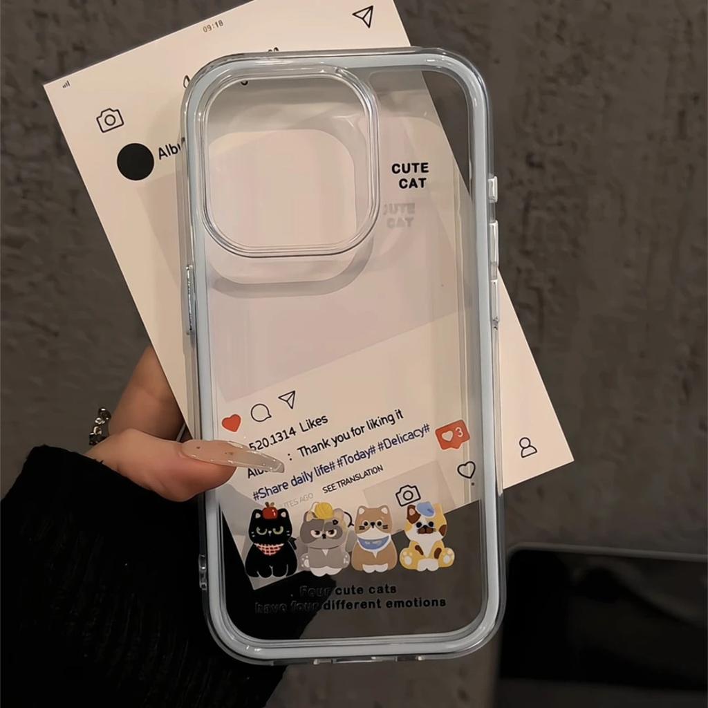 Simple Four Puppies and Kittens Are Suitable for Apple iPhone16/17 Mobile Phone Case 14 Cute 15 2-in-1 12/13