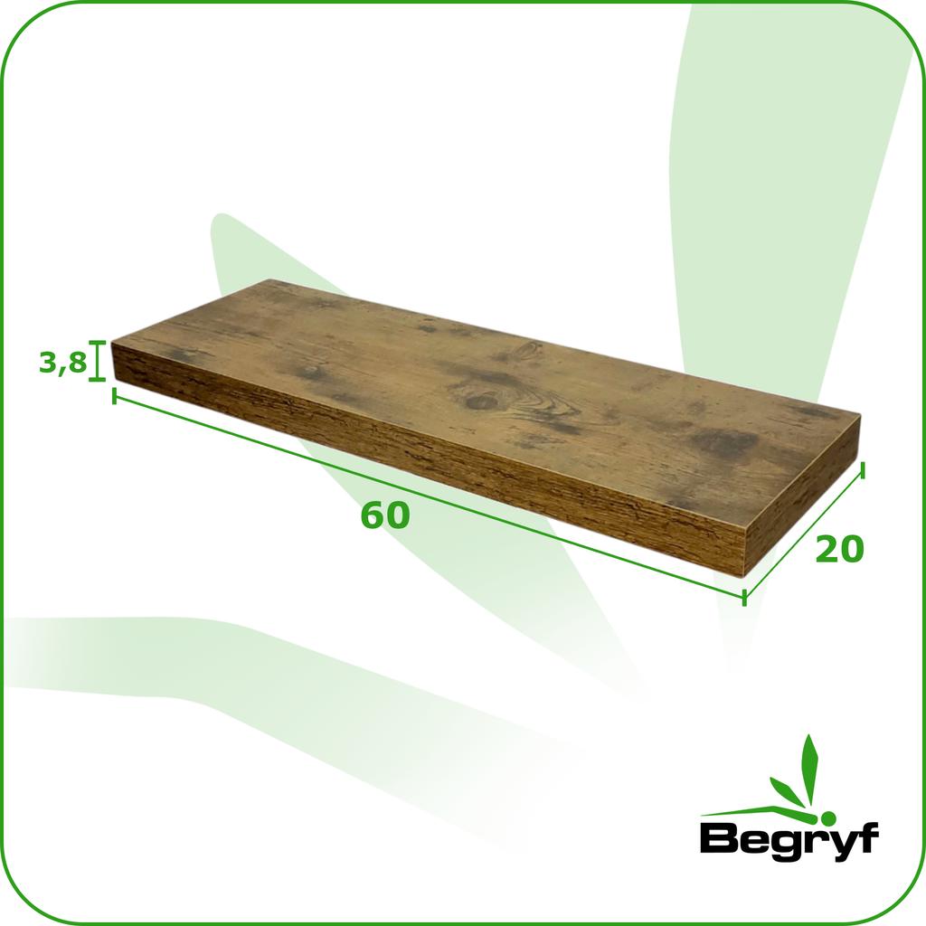 Półka Ciemny Brąz Zestaw 2 Sztuki Na Ścianę Do Salonu Begryf 60X20X3,8