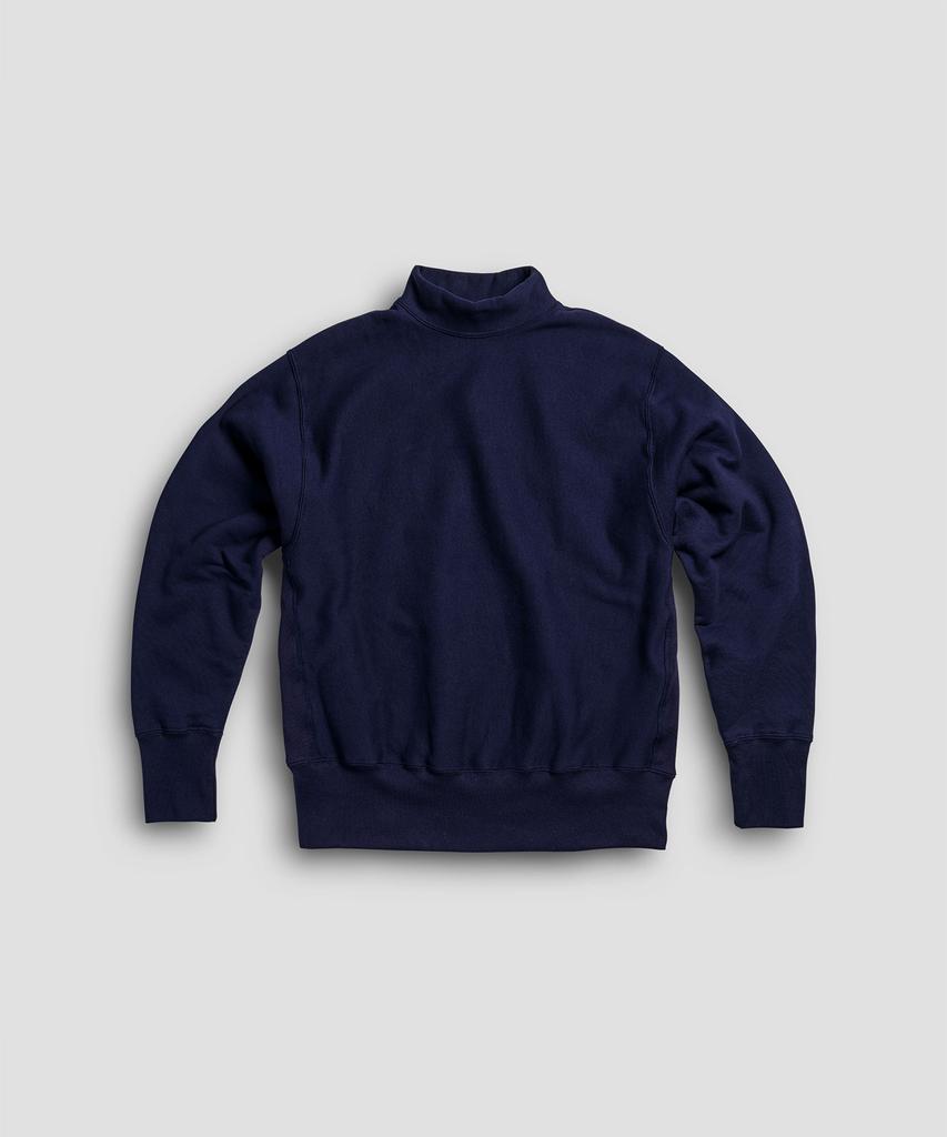 Kaembeoseupocheuweeo Cross Knit Mock Neck Sweatshirt, Navy (Type B)