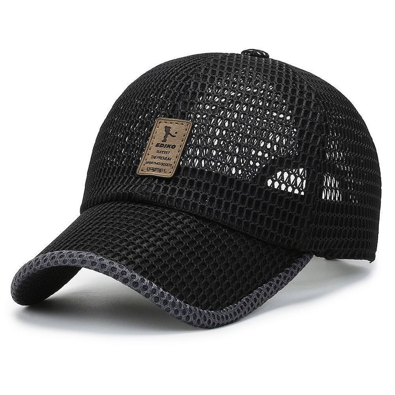 

Hat for Middle-Aged and Elderly People Men Summer Full Cut Out Breathable Baseball Peaked Cap Outdoor Sports Big Brim Cover Sun Quick-Drying Black Adjustable