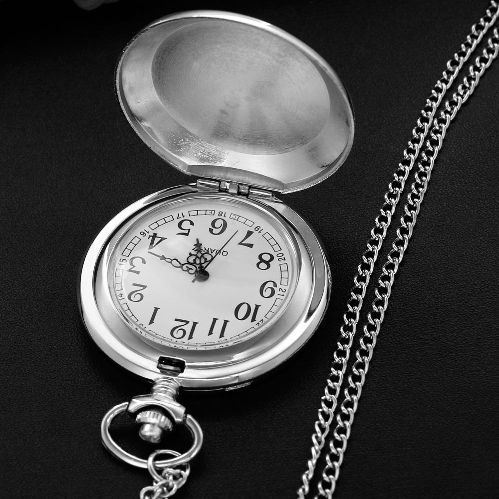 Silver Soviet Stalin Commemorative Emblem Quartz Pocket Watch Retro Fashion Necklace Pendant Clock Men's and Women's Gifts