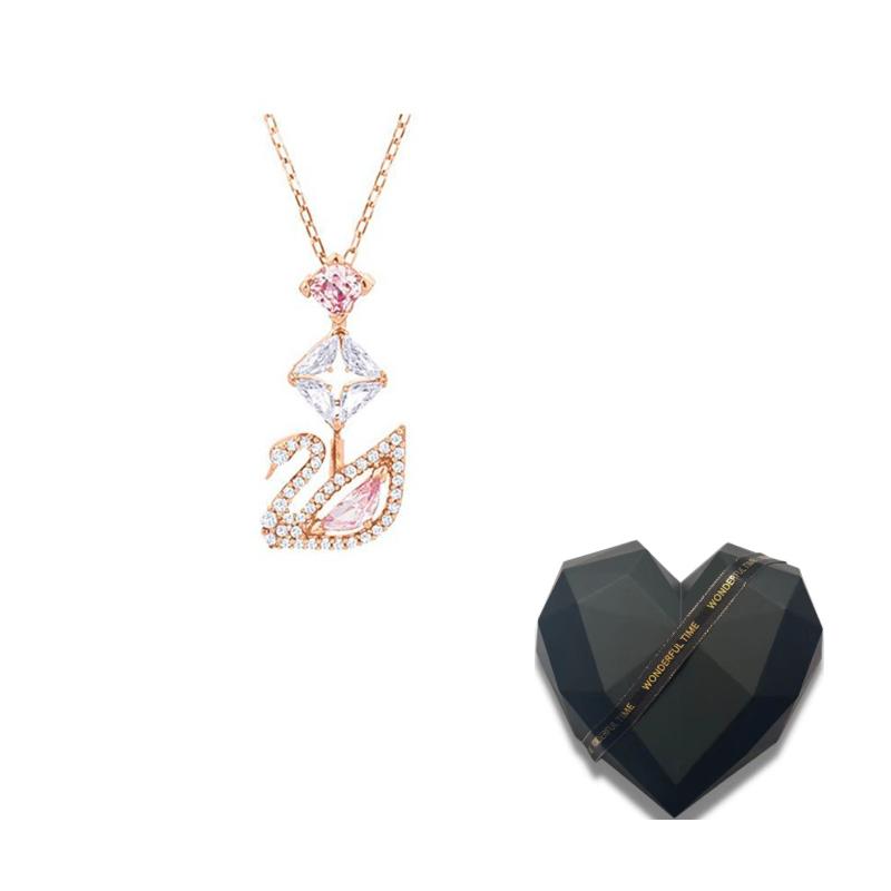 Swarovski Necklaces Womens Pink F-Black Heart-Shaped Gift Box
