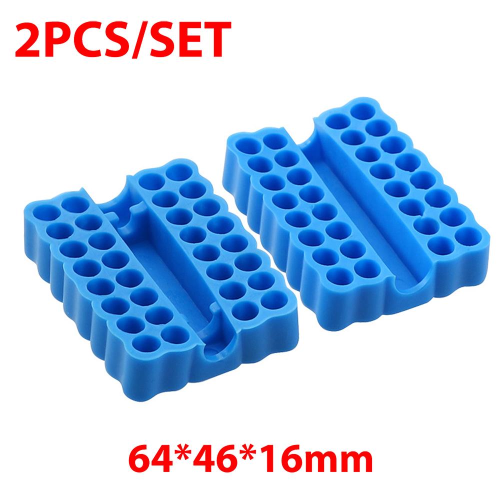

32 Holes Hex Shank Bit Holder Screwdriver Drill Organizer High Elasticity PVC Soft Rubber Box Batch Head Shank Storage Strip 2PCS- (1Set) синій