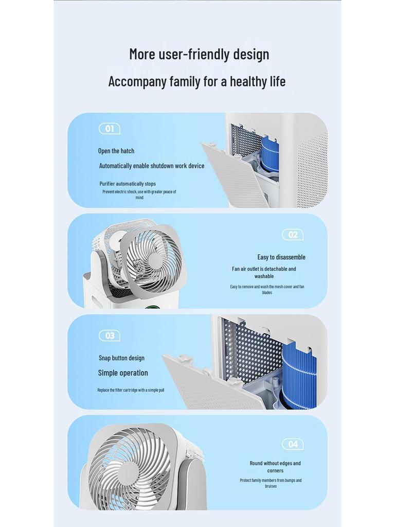 4-in-1 Negative Ion Air Purifier & Mist-Free Humidifier with Formaldehyde Removal & Air Circulation Fan