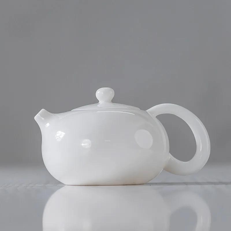 Ceramic Whiteware Jade Porcelain Tea Pot Beauties Pot Entirely Handmade Ceramic White Jade Teapot Set TieGuanYin Tea  Porcelain