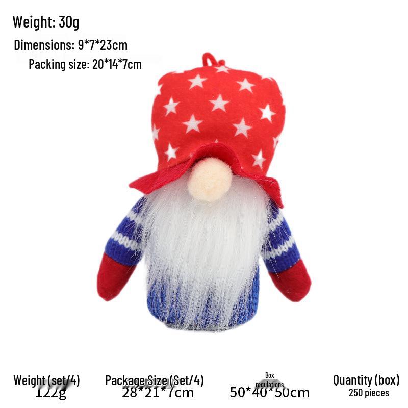 Light-Up Patriotic Dwarf Pendant: Independence Day Plush Decoration with Rudolph Design