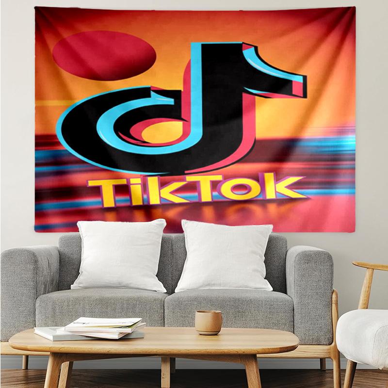 Neon Tiktok Logo Art Tapestry Accessories Playroom Tapestry, for Bedroom,Livingroom, Dormitory Room Wall Decor Fan Birthday Gifts