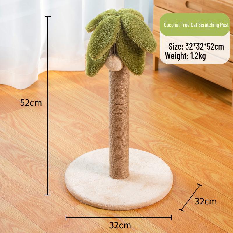 Coconut Tree Cat Climbing Frame & Sisal Scratching Post - No Mess, Space-Saving Cat Toy