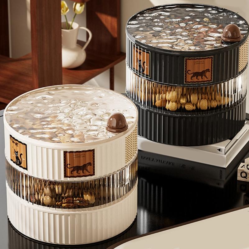 Clear Window Food Container for Easy Access to Snacks Fruits Nut Removable Layers Kitchen Storage Organizers