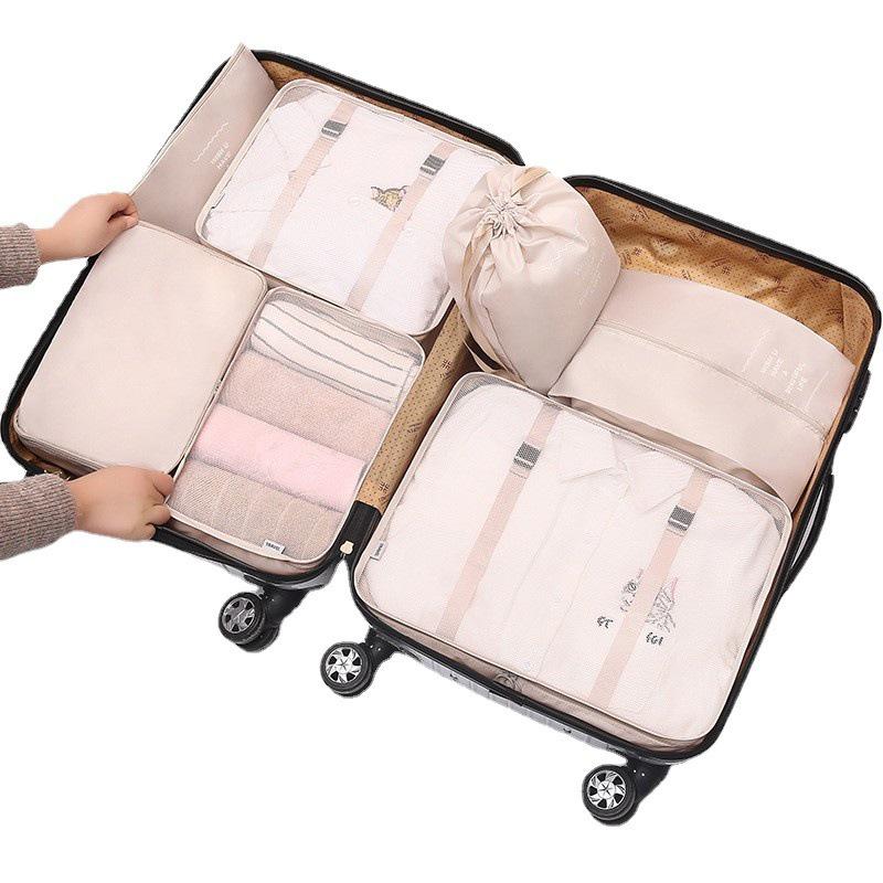 Seven-Piece Travel Storage Set: Wash Bag, Clothes, Underwear Organizer & Folding Sub-Pack