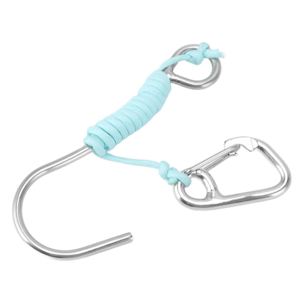 Diving Single Hook 316 Stainless Steel Anti Lost Reef Hook with Lanyard Glow In The Dark for