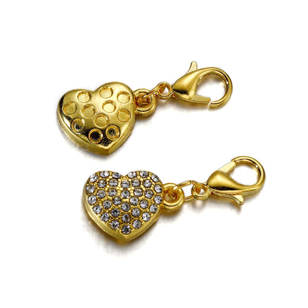 DIY Peach Heart Rhinestone Magnetic Clasp Jewelry Set: Necklace, Bracelet, Lobster Clasp Accessories