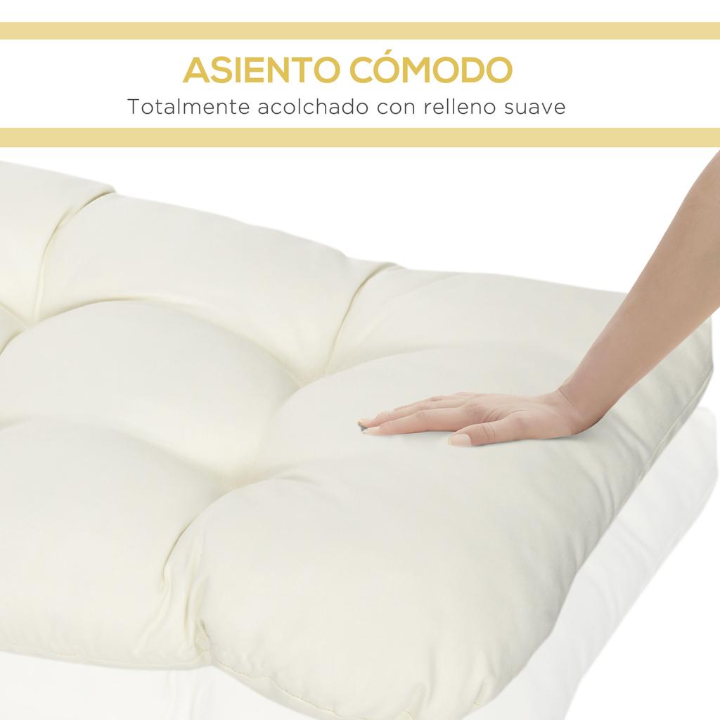 Cushion for 2-Seater Bench for Interior and Exterior with 8 Stitches for Chairs Sofas 110x48x8 cm Cream