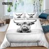 Highland Cow Duvet Cover King Sunflower Black Cattle Bedding Set Microfiber Farm Animal Cow Western Farmhouse Cattle Quilt Cover