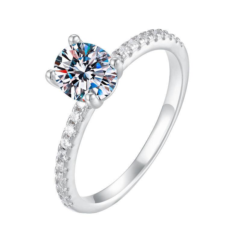 Slightly inlaid oval egg-shaped moissanite ring wholesale European and American style diamond ring daily jewelry gift accessories