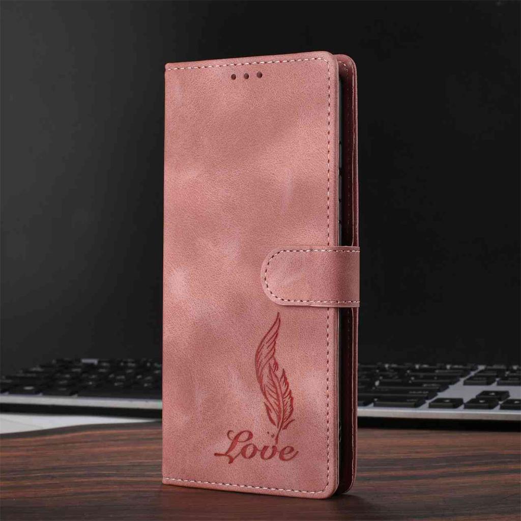 Quill Pen Embossed Pattern Flip Card Design Wallet Case for TCL 40 XL/40R/40X/40SE.TCL 403/405/406/408 (8-Color)