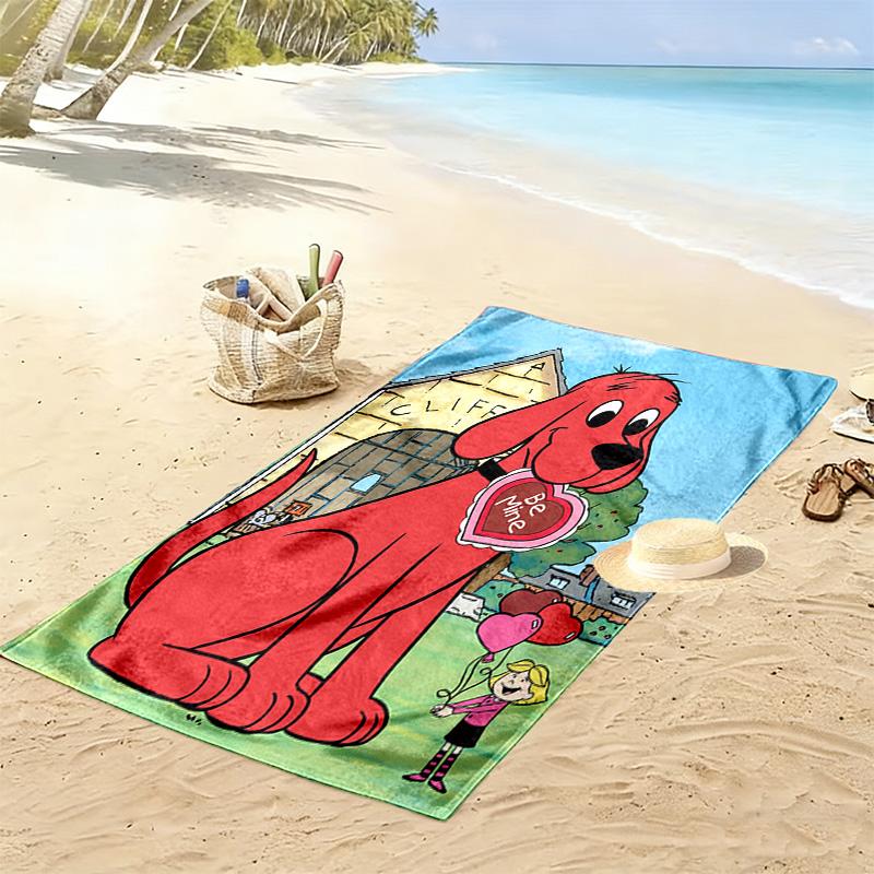 Clifford the Big Red Dog 2D Flat Print Beach Towel, Large Soft Quick Dry Towel for Beach Camping Swimming.NSTJ0928420