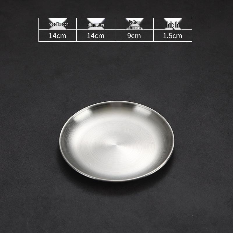 304 Stainless Steel Gold Korean BBQ & Dessert Plate, Flat-Bottom Fruit Tray