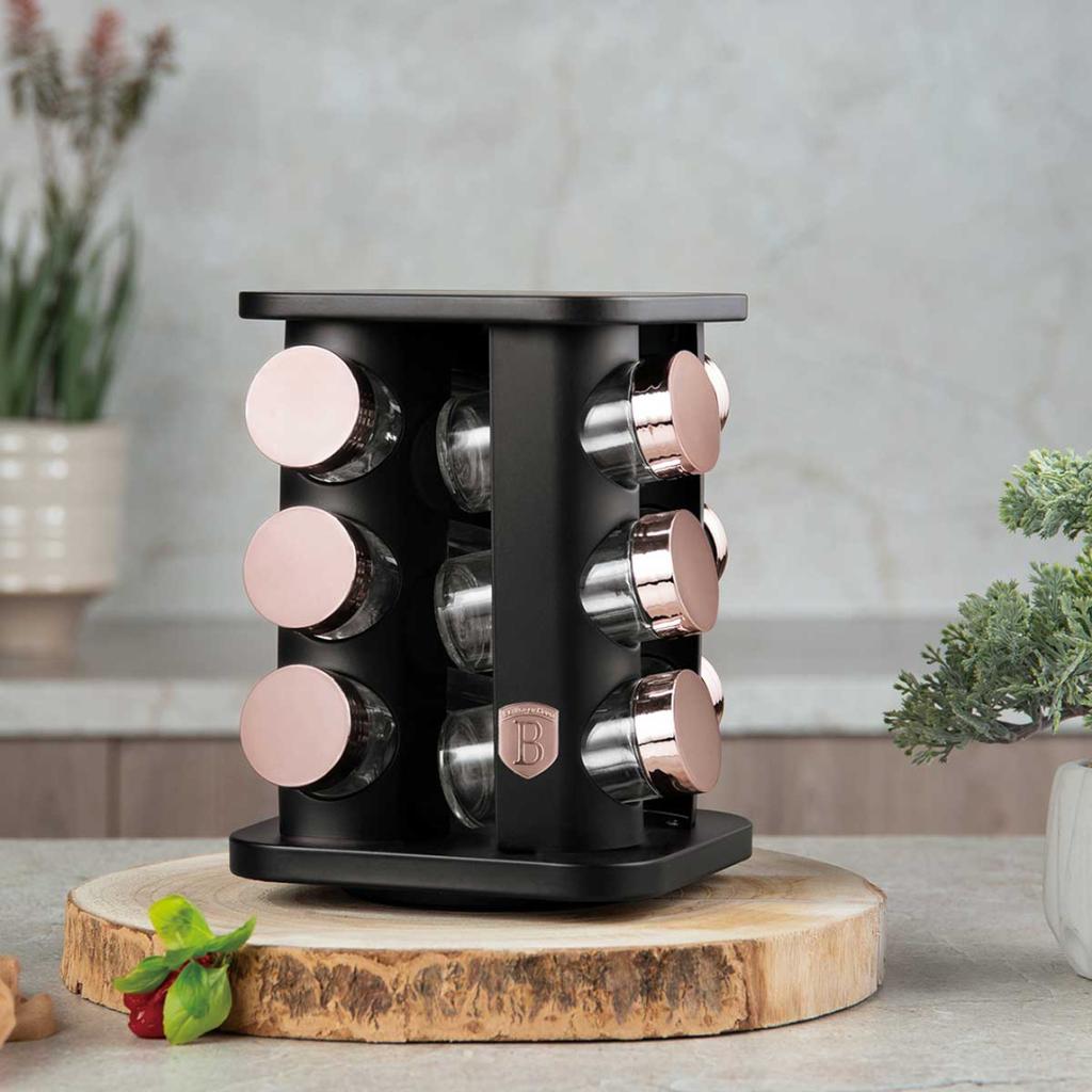 Rotating Spice Rack 12 Containers BERLINGER HAUS BH-8559 BLACK ROSE