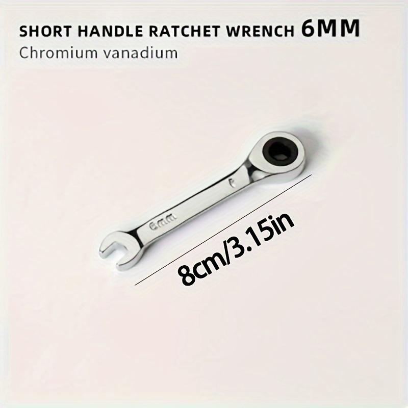 [Reversible Wrench] 6mm-19mm Reversible Combination Wrench | Short Handle Single Wrench, 72 Tooth Ratchet Socket Wrench Nut Maintenance Tool