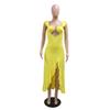 Women's Halter Dress with Cutout and Slit Dress