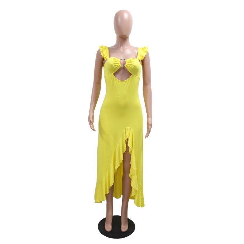 Women's Halter Dress with Cutout and Slit Dress