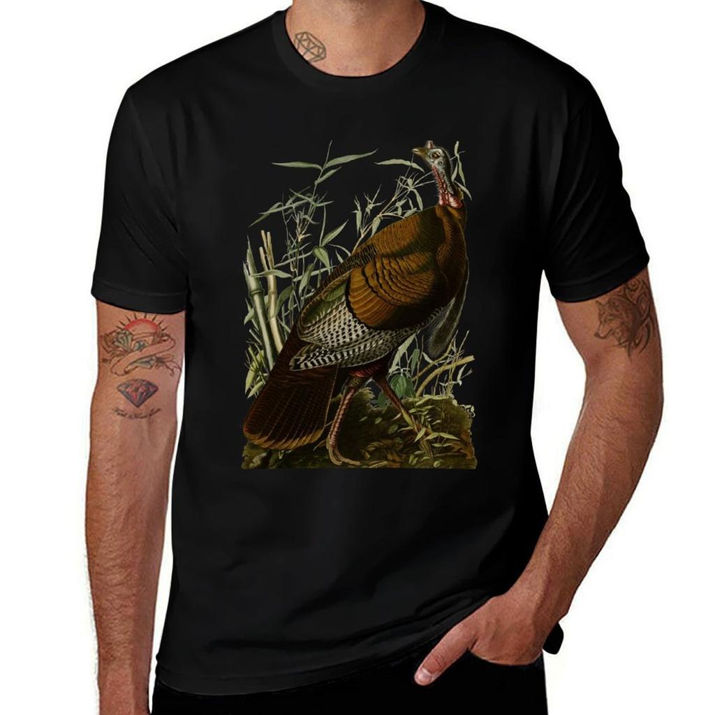 T-shirt Tacchino Selvatico di Audubon Top Basico Versatile a Manica Corta
