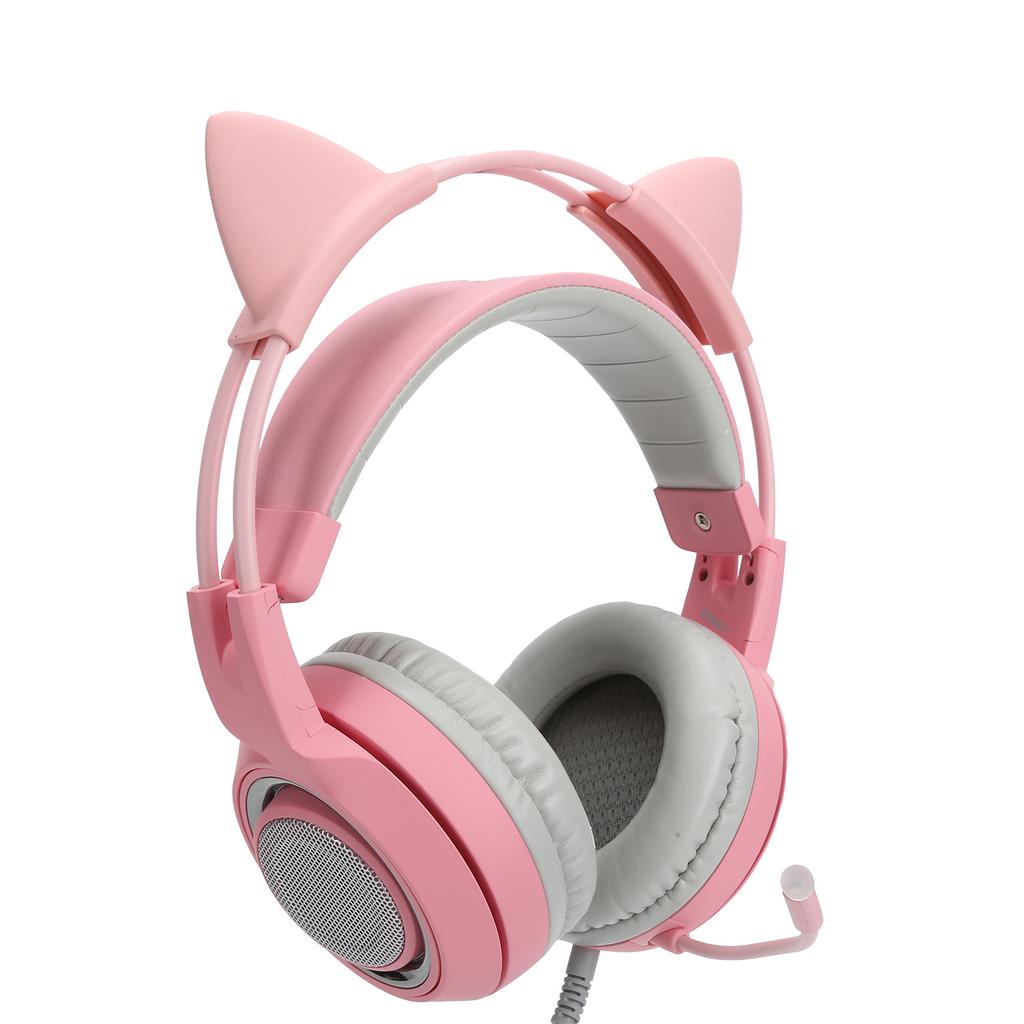Somic Headset Mikrofon Kopfbügel 7.1-Kanal Haupt-USB Broadcast Rosa Licht für E-Sport
