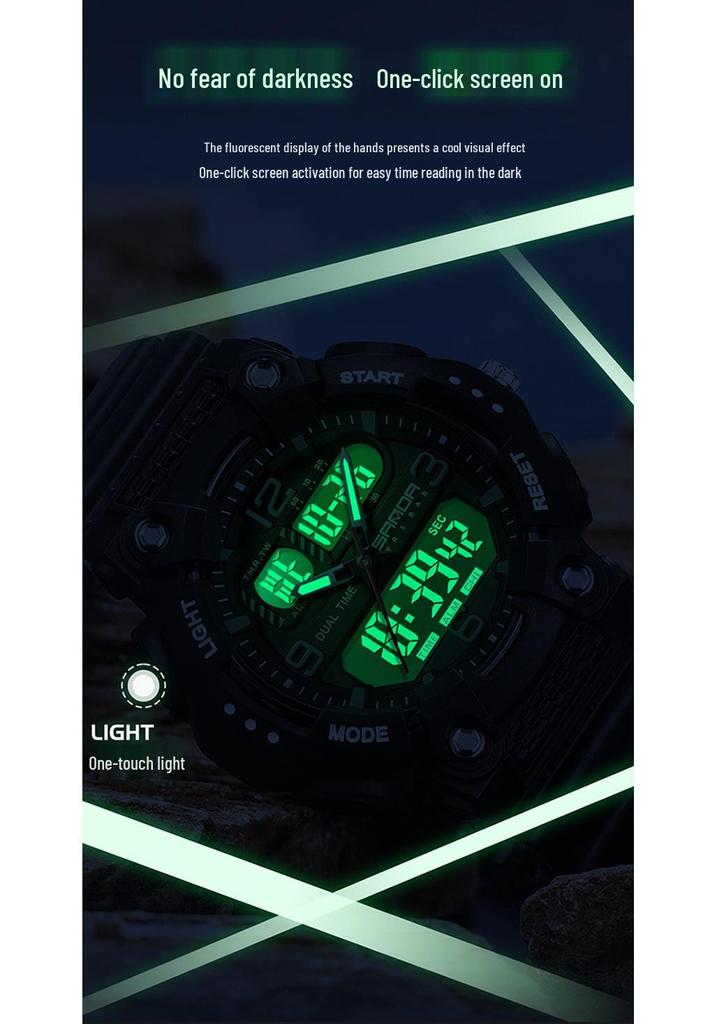 Orologio da polso sportivo multifunzione SANDA unisex con doppio display
