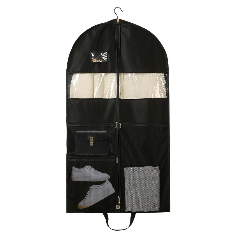 Portable Garment Bag Clothing Dust Cover Travel Garment Bag With Smooth Zipper Breathable Fabric Mesh Pockets For Men For Easy