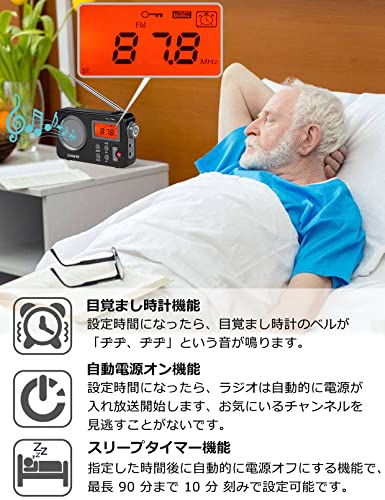ZHIWHIS Portable Compact Radio, High Sensitivity, FM/AM/Shortwave/Wide FM Support, Battery Operated or USB Powered, Timer, Digital Clock, Alarm Clock,