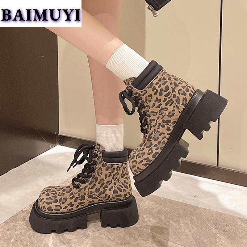 Leopárd Platform Magassarkú Női Cipők Márka Bokacsizma 2025 Trend Tervező Alkalmi Túrázó Chelsea Csizma Új Pumpák Mujer Botas