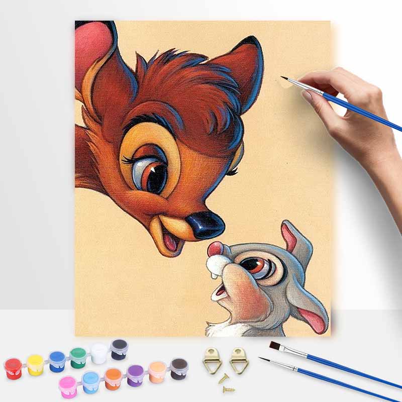 Disney Oil Painting Kit Canvas Bambi and Thumper DIY Home Decor Gift 20x30cm