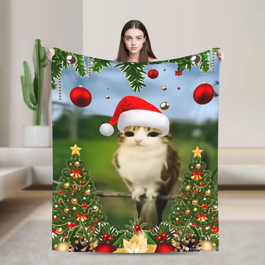 Miauw Kat Uil Bellen Telefoon Thema Warme Gezellige Deken Esthetische Reis Plaid Home Decor Flanellen Sprei Bank Bed Cover