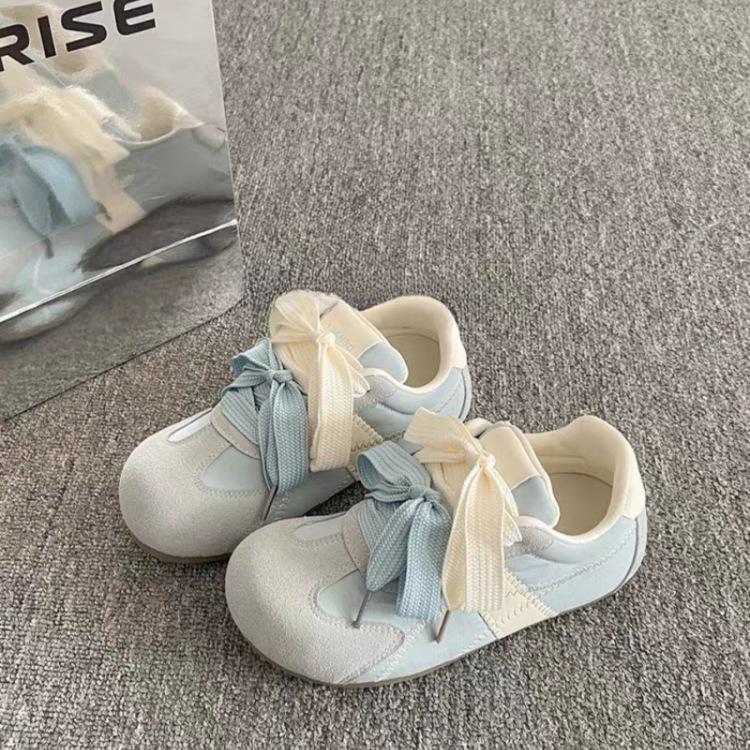 Double shoelace little white shoes women's 2025 new autumn design thick-soled women's shoes retro breathable German training casual shoes