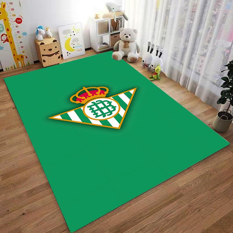 Green Carpet with Crown and Striped Triangle Logo Design Pattern. Suitable for use as an anti-slip for living room bedroom sofas
