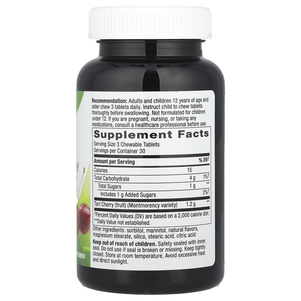 Nature's Way Tart Cherry, Ultra Chewable, Cherry, Chewable Tablets, 90 Tablets (400Mg Per Tablet)